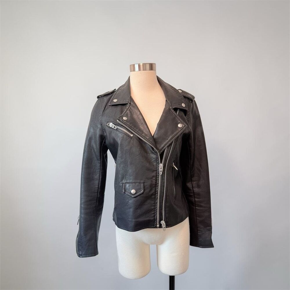 Blank NYC Faux Leather Biker Motorcycle Jacket Black Medium